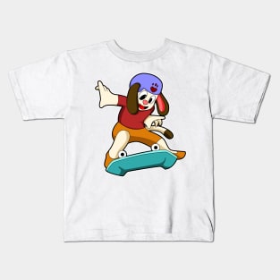 Dog as Skater with Skateboard Kids T-Shirt